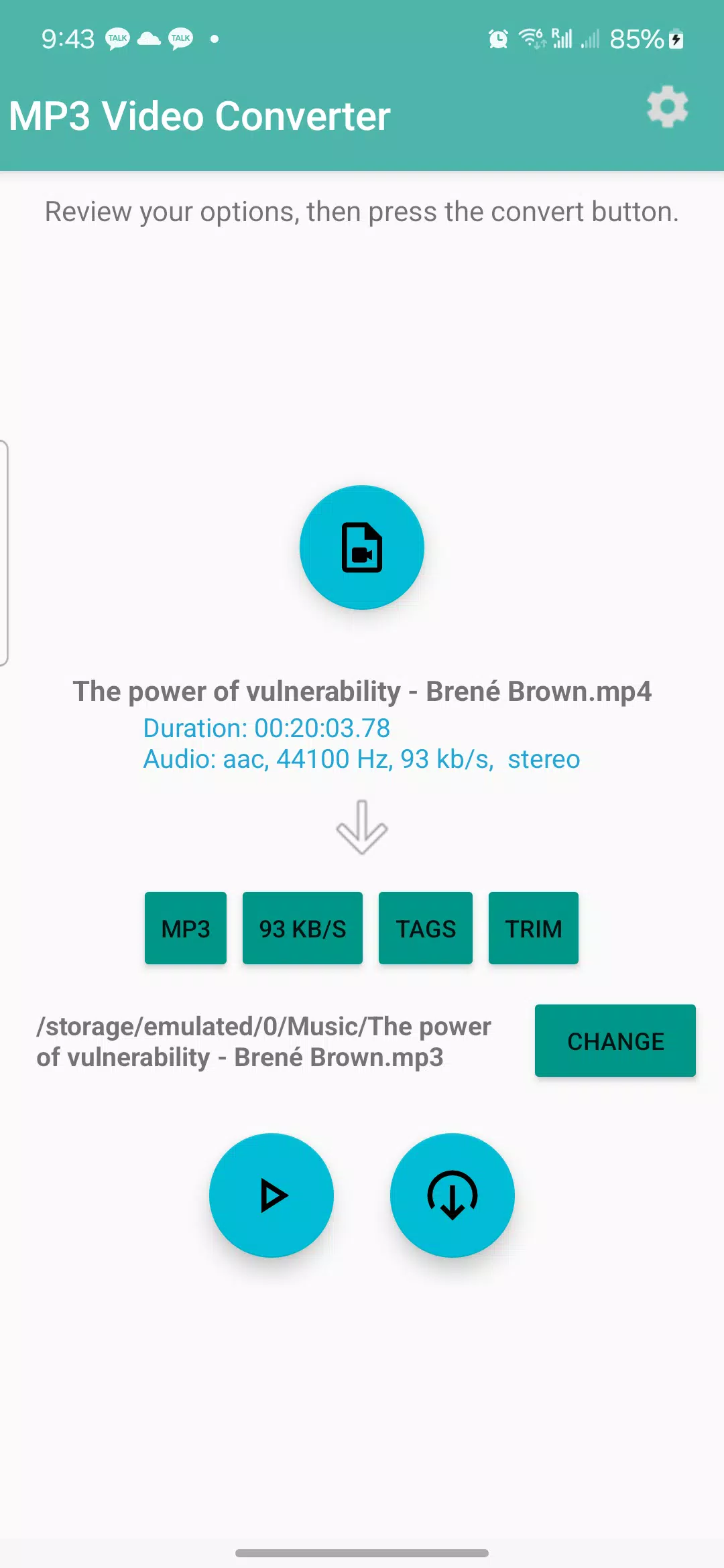 MP3 Video Converter Скриншот 1