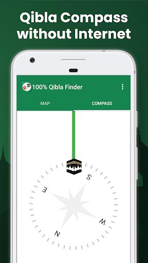 100% Qibla Finder ဖန်သားပြင်ဓာတ်ပုံ 0