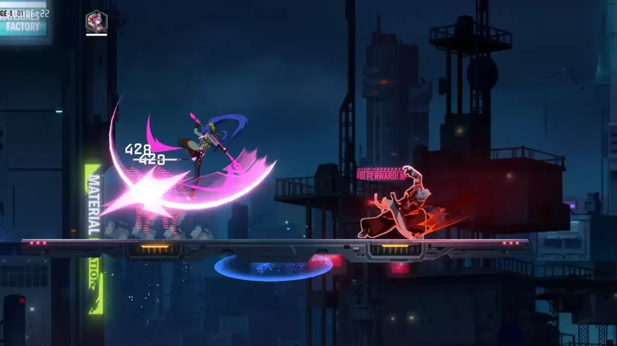 공중 공격을 수행하는 Blazblue 엔트로피 효과의 프로토 타입