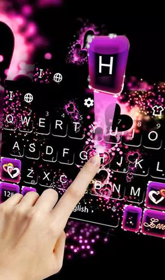 Sparkling Purple Heart Keyboard Theme スクリーンショット 0