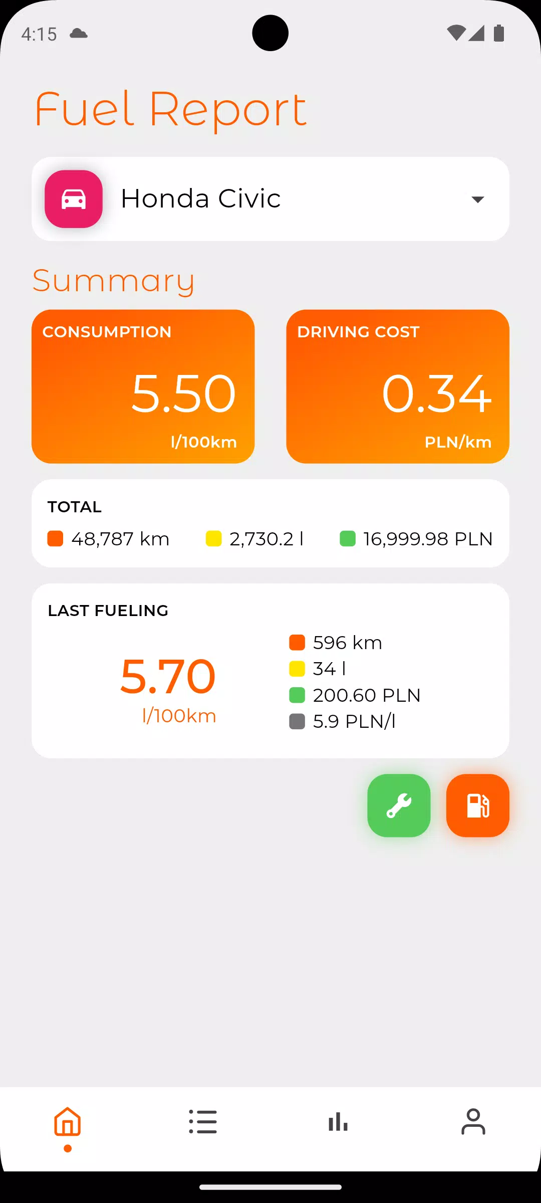 Fuel Log Tangkapan skrin 0