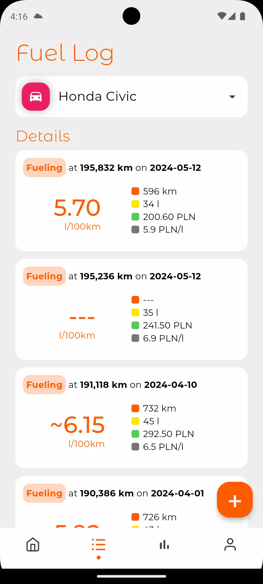 Fuel Log Tangkapan skrin 1