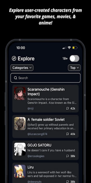 Charstar: AI Character Chat Ekran Görüntüsü 0