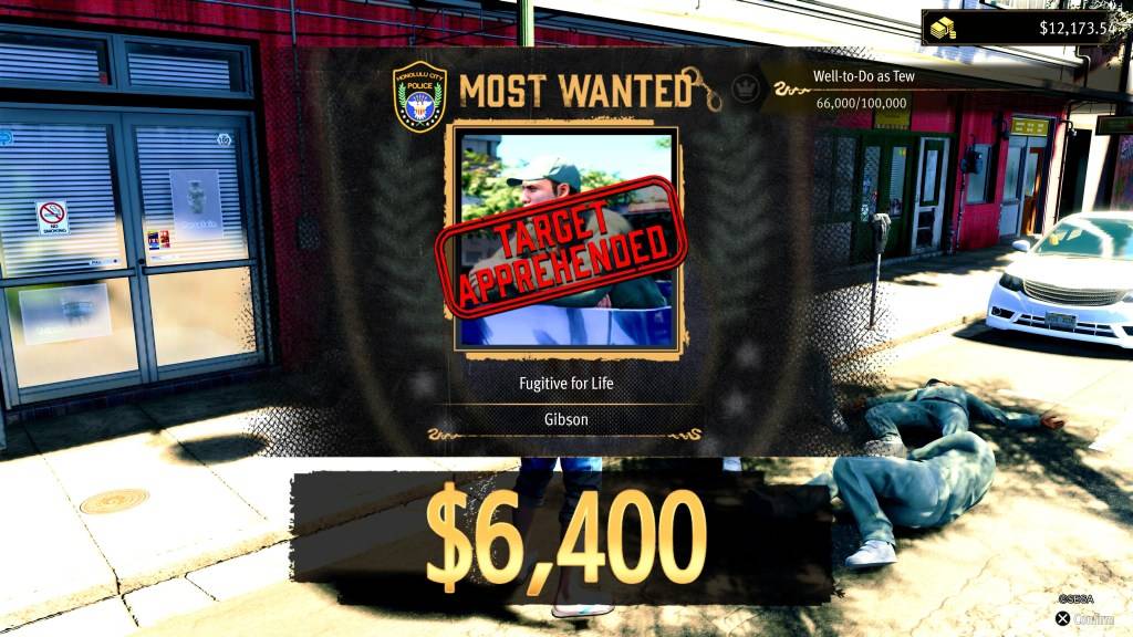A tela de conclusão de recompensa como um dragão: pirata yakuza no Havaí