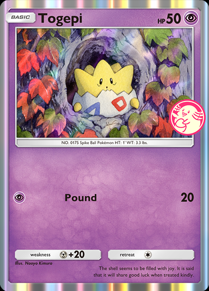 Karta promocyjna Togepi z ikoną Chansey Pick w Pokémon TCG Pocket