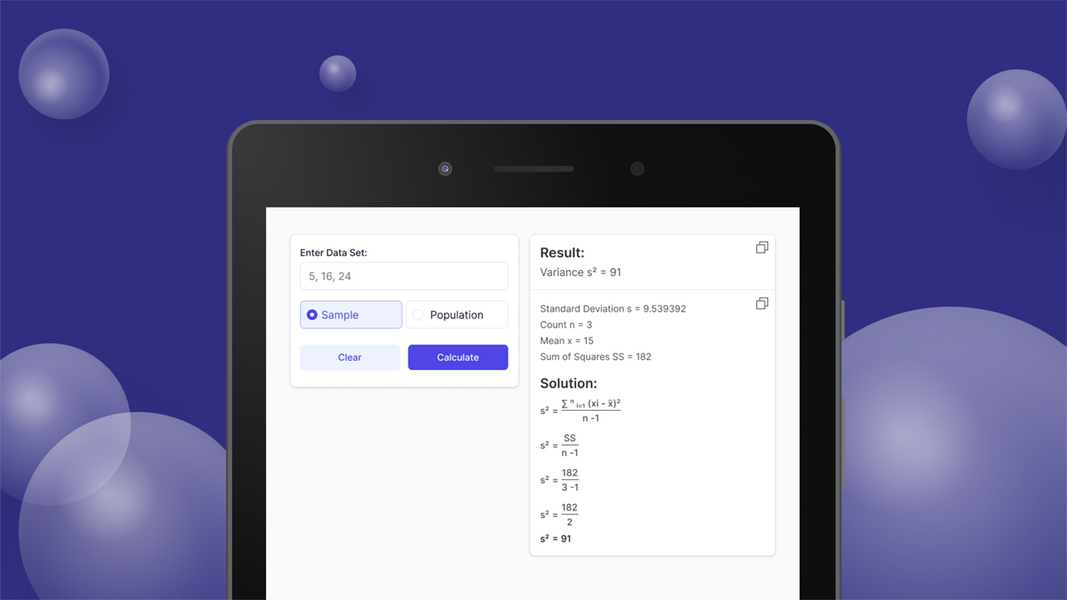 Variance Calculator Tangkapan skrin 1