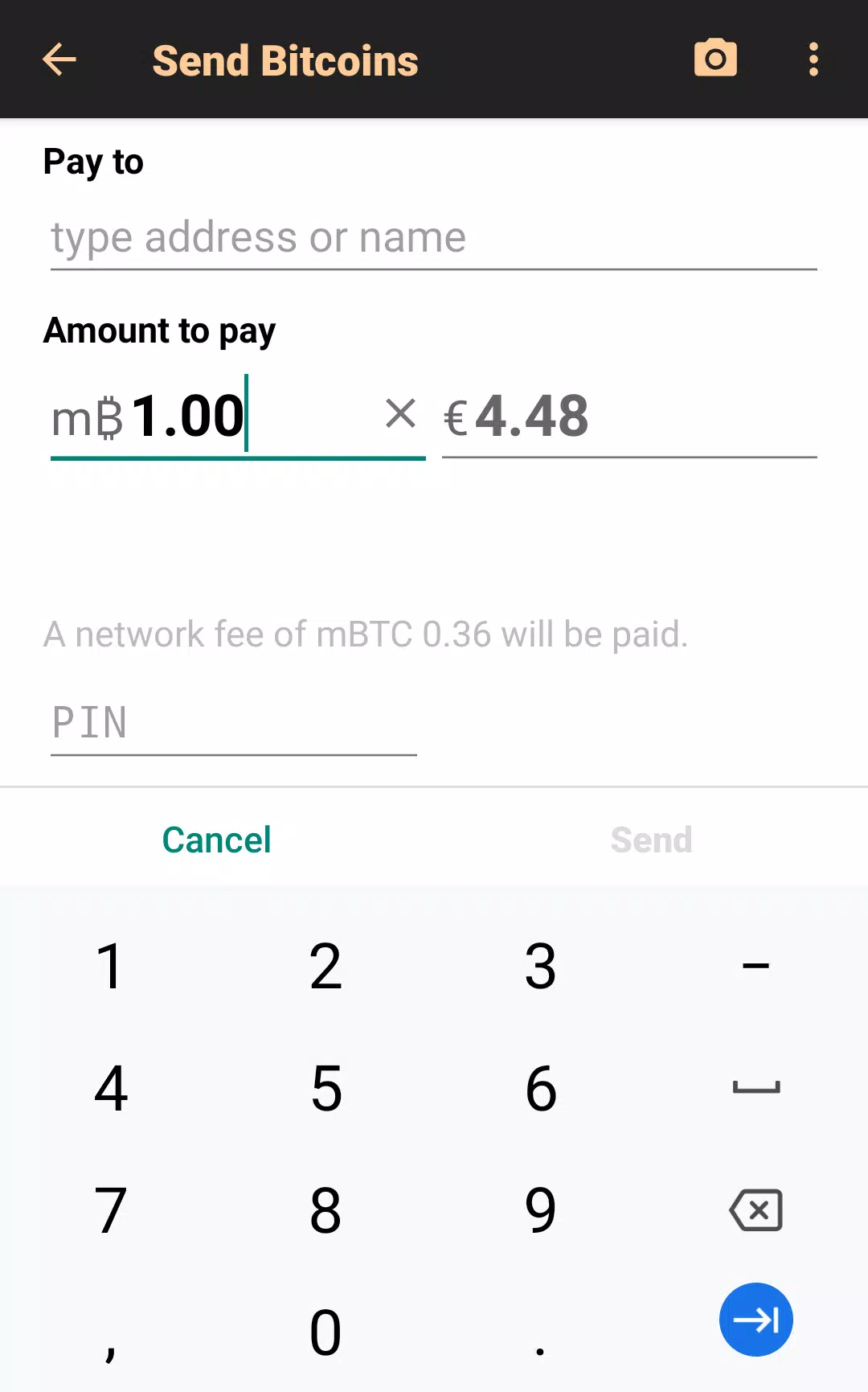 Bitcoin Wallet 螢幕截圖 1