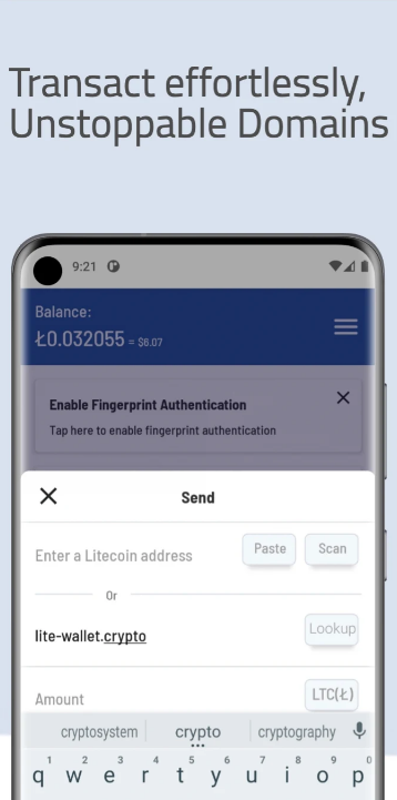 Litewallet Tangkapan skrin 1