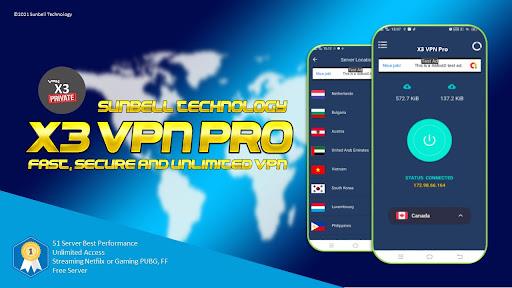 X3 VPN Pro - Fast , Secure & Unlimited VPN スクリーンショット 0