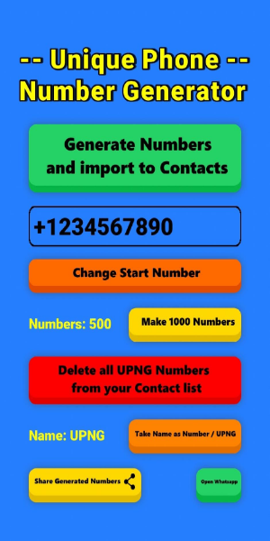 Unique Phone Number Generator Ảnh chụp màn hình 1