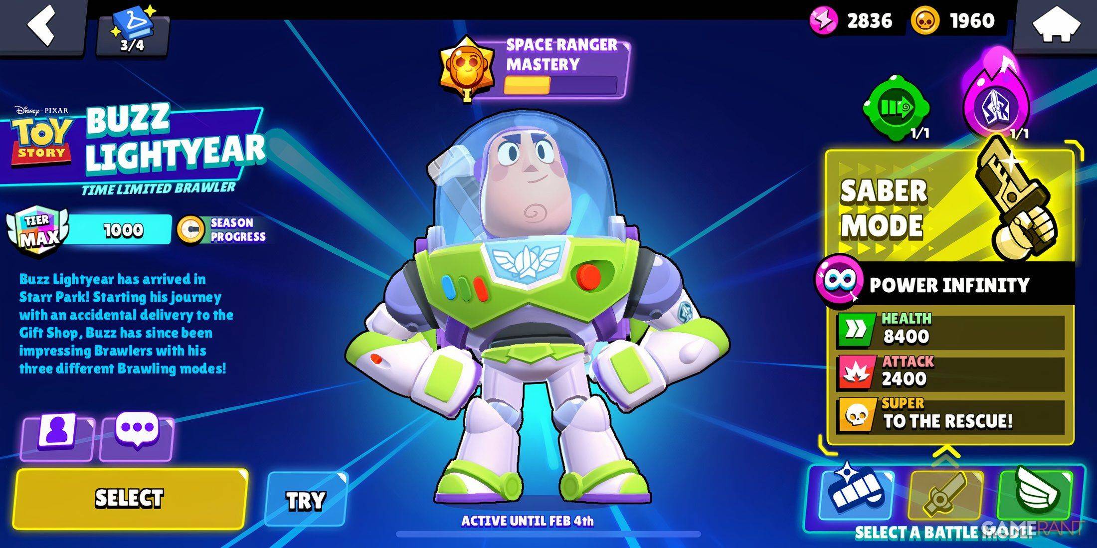 Modo Sabre - Buzz Lightyear