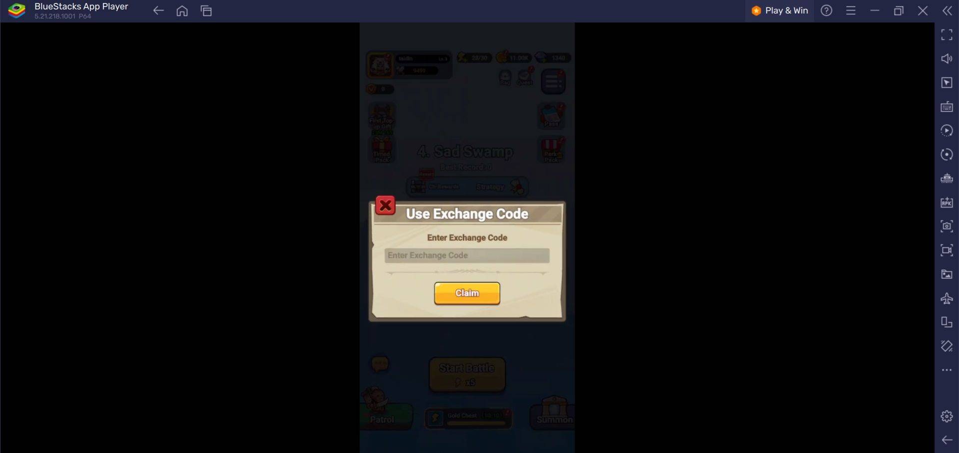 Combo Hero Redeem Code Interface