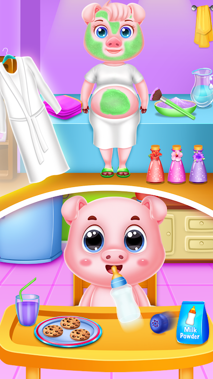 Pinky pig mom newborn Schermafbeelding 1