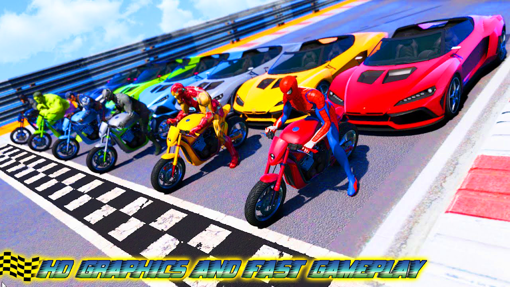 Superhero Bike Stunt Games 3D 螢幕截圖 1