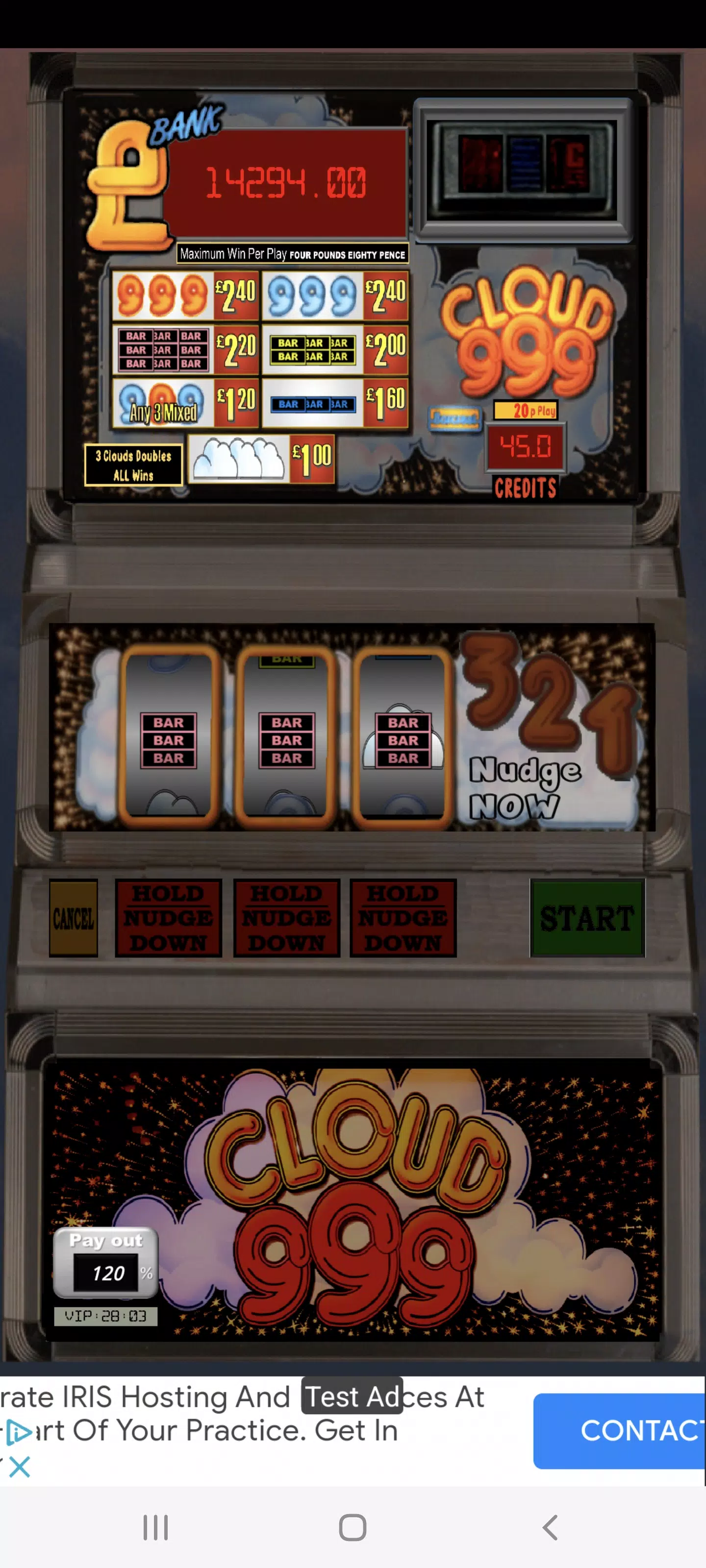 Cloud 999 UK Multi Stake Slot 螢幕截圖 3