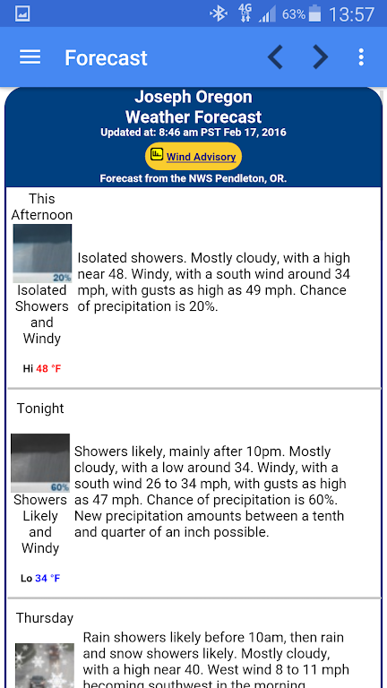 Joseph Oregon Weather 스크린샷 1