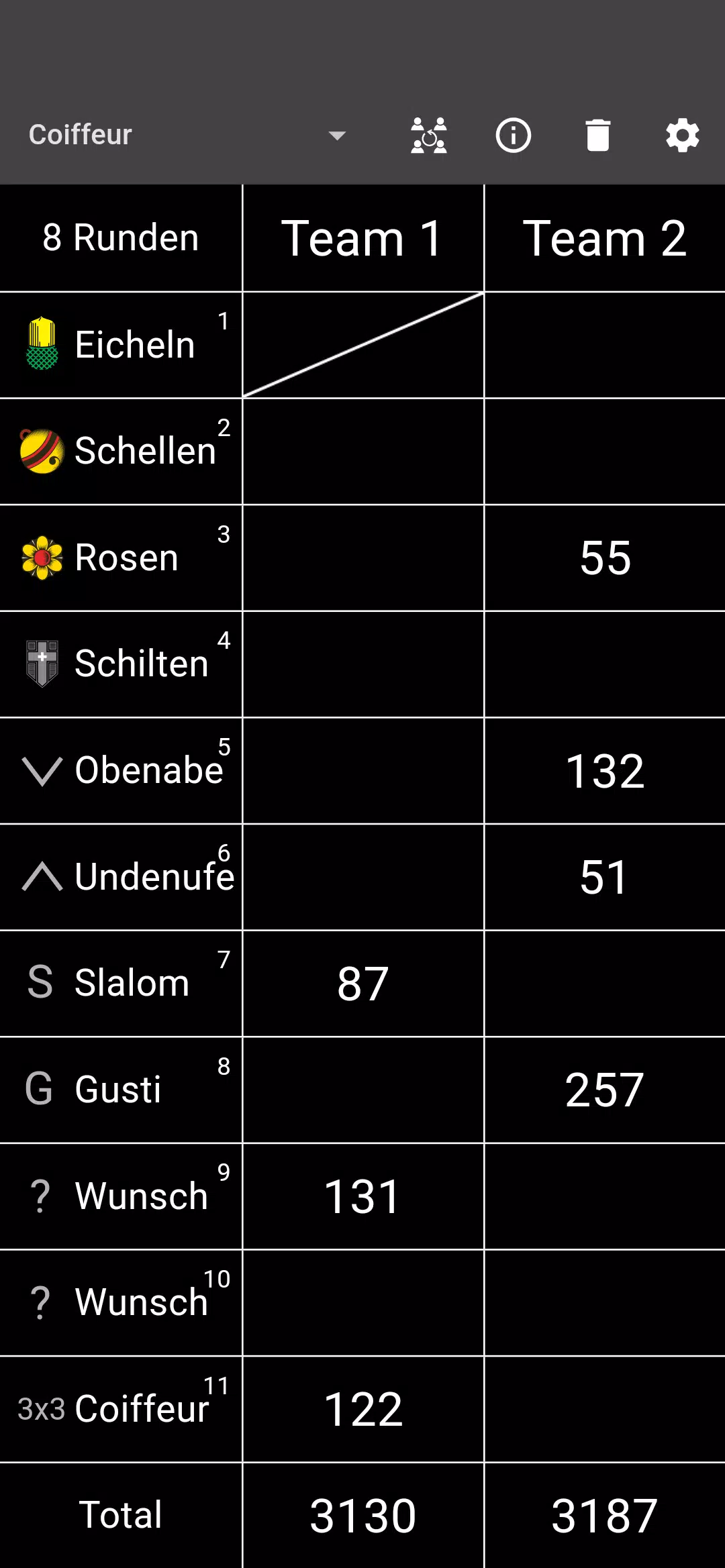 Schermata Jass board 1