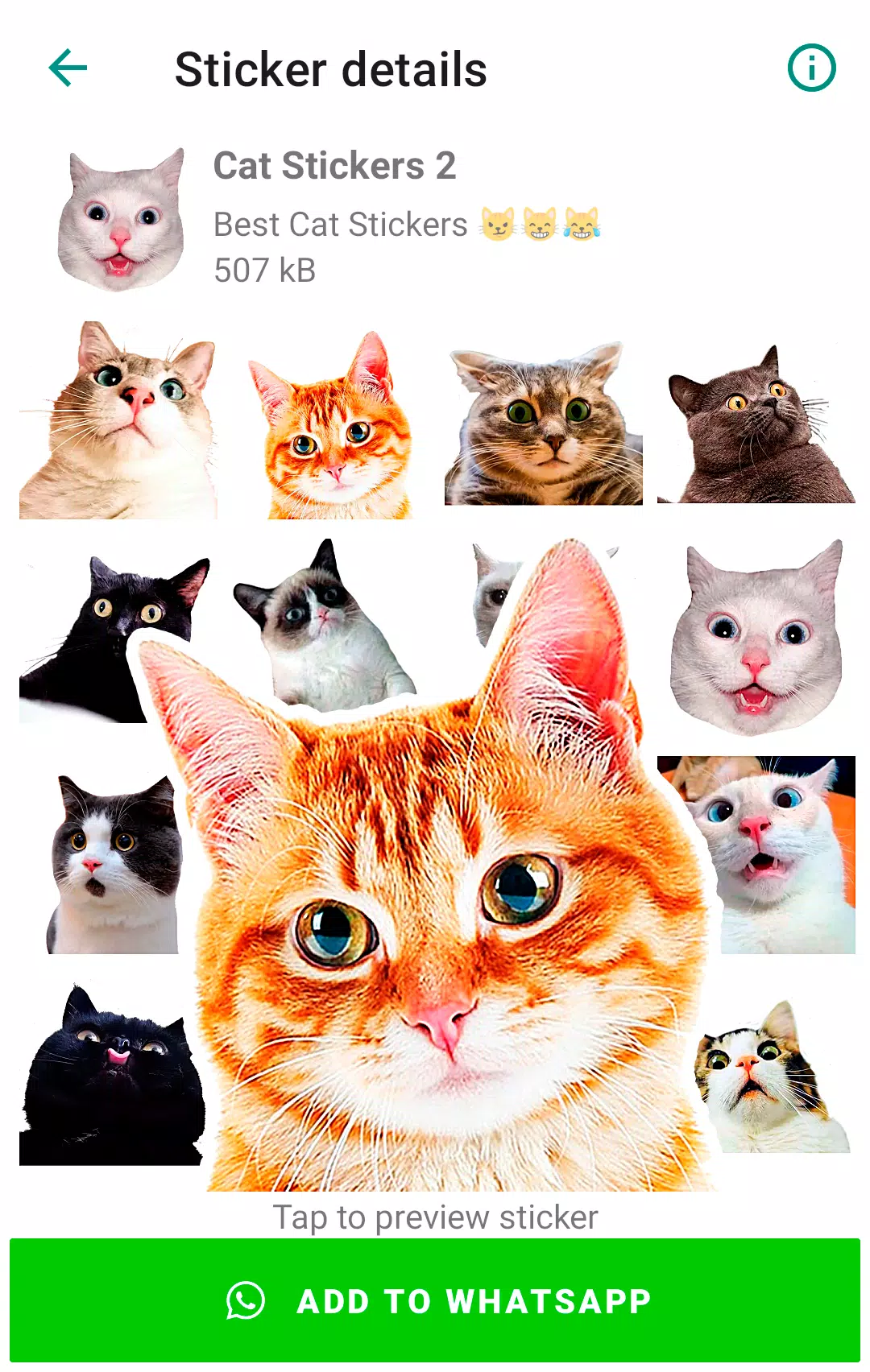 Cute Cat Stickers for WhatsApp Ekran Görüntüsü 1