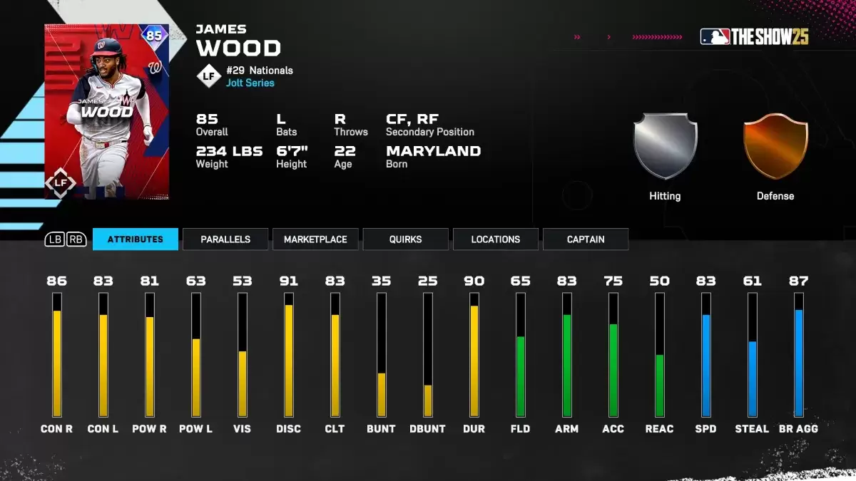 James Wood Diamond Dynasty Card di MLB The Show 25