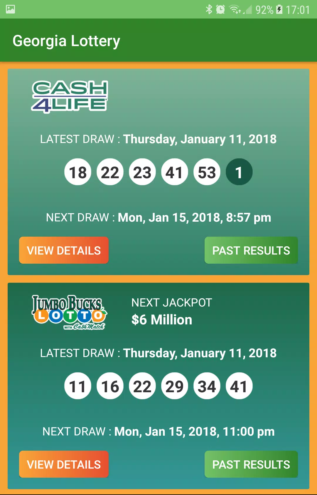 Georgia Lottery Results स्क्रीनशॉट 1