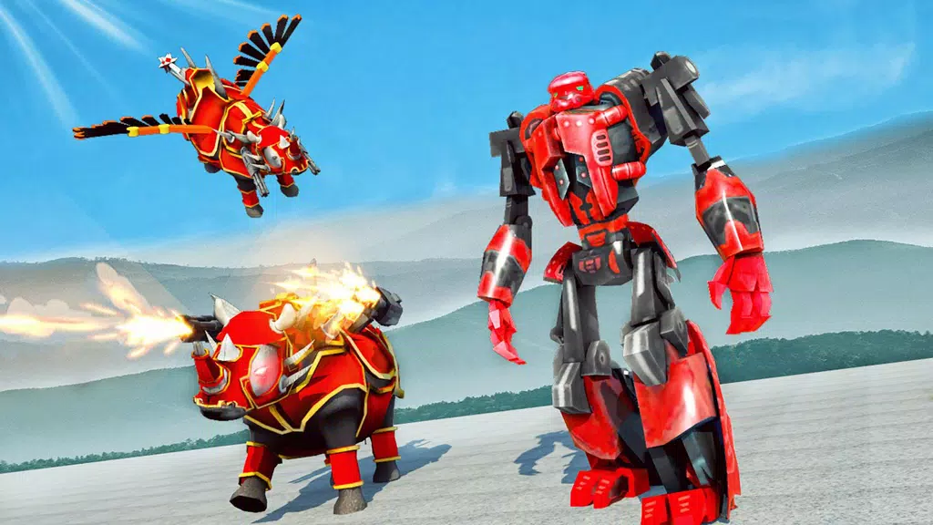 Flying Rhino Robot Transform: Robot War Games Screenshot 3