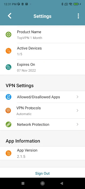 Schermata Top Road VPN 3