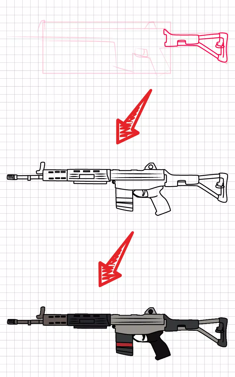 How to draw weapons step by st ဖန်သားပြင်ဓာတ်ပုံ 1